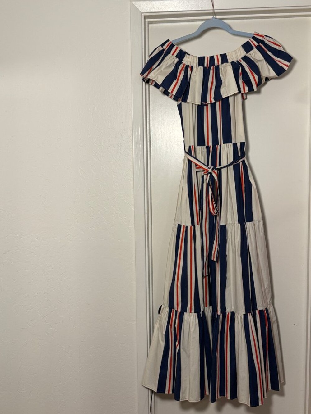 La Double J Blue Yacht Off-the-shoulder Tiered Maxi Dress. NWT - Picture 5 of 10